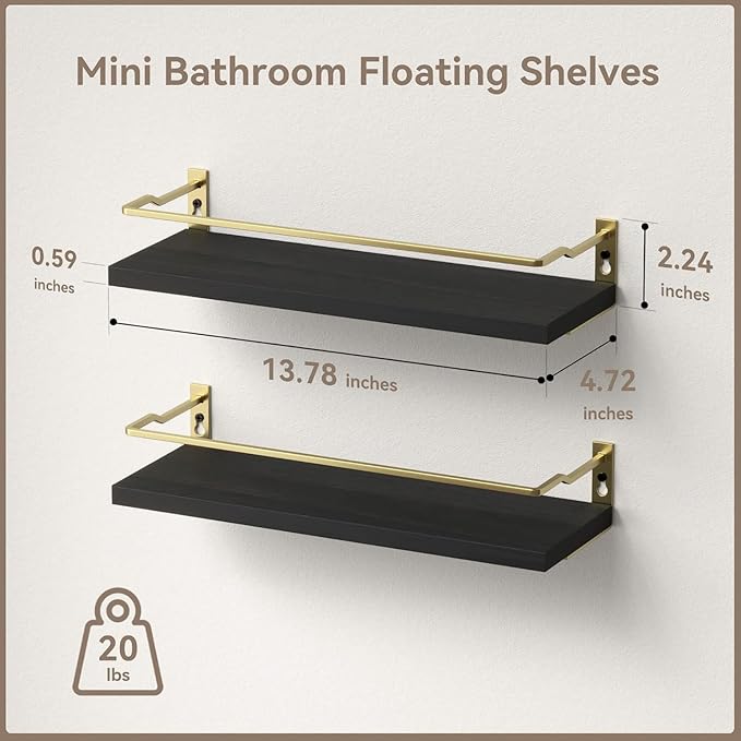 RICHER HOUSE Bathroom Floating Wall Shelf Set of 2 - Image 3