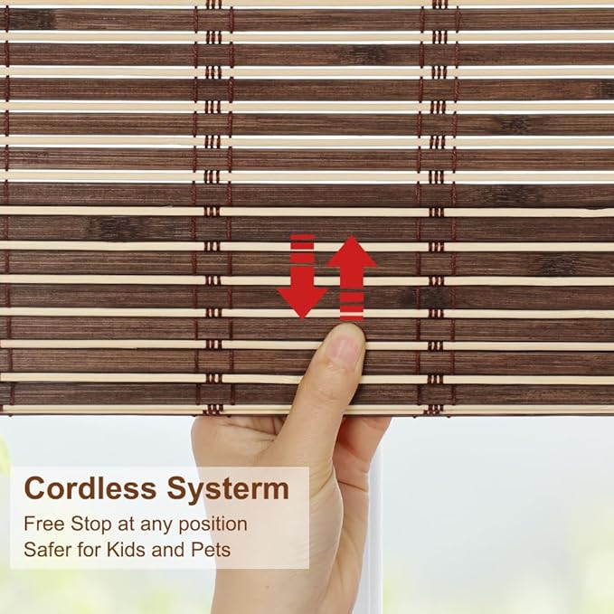 LUCKUP Cordless Roman Shades, Roll Up Bamboo Blinds - Image 4