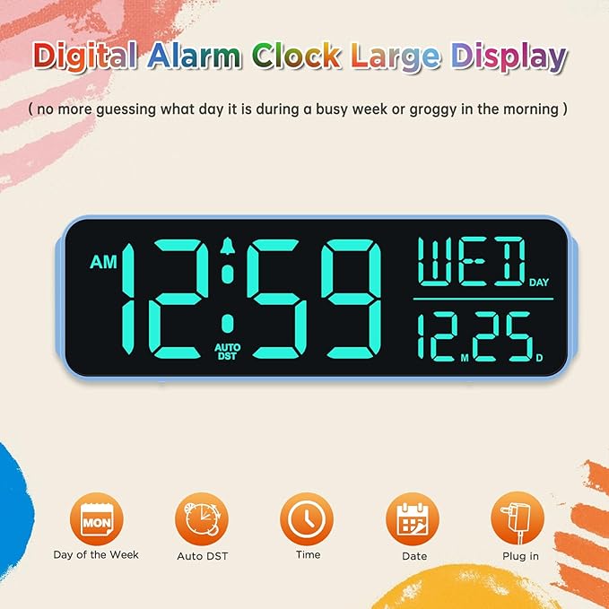 Peakeep Loud Digital Alarm Clock Large Display - Image 2