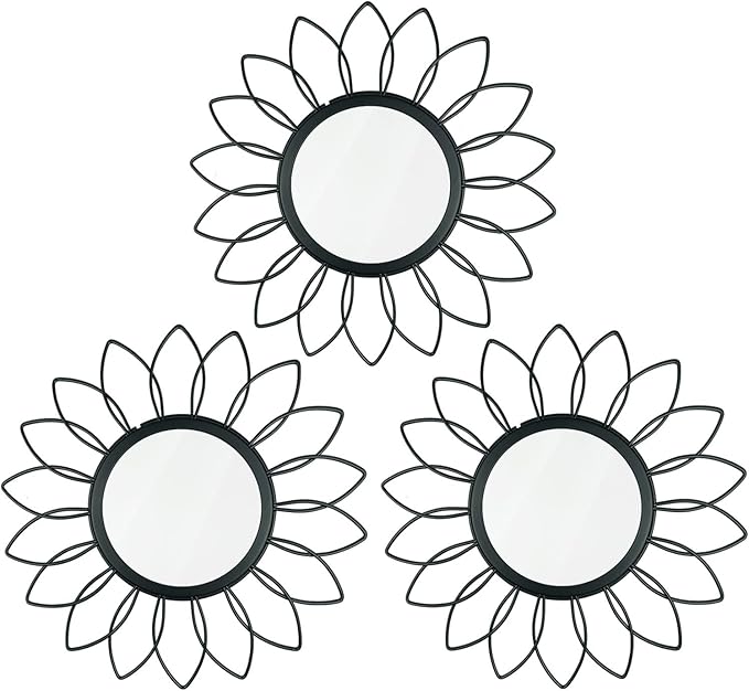 3 Pack Metal Mirrors for Wall Sunburst Wall Mirrors Home Décor Decorative by Uaussi