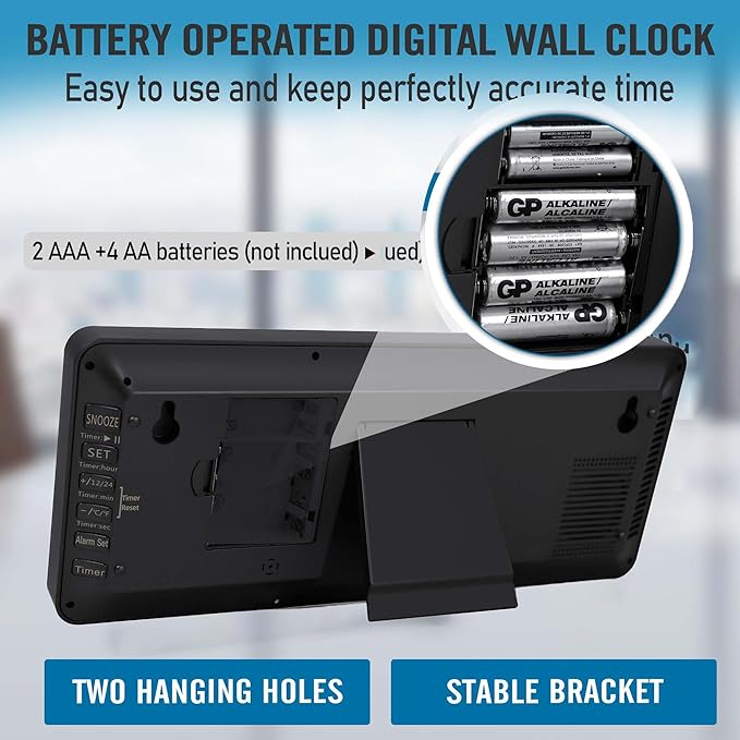 TXL 14.2"" Large Digital Wall Clock Battery Operated, Digital Clock Large - Image 3