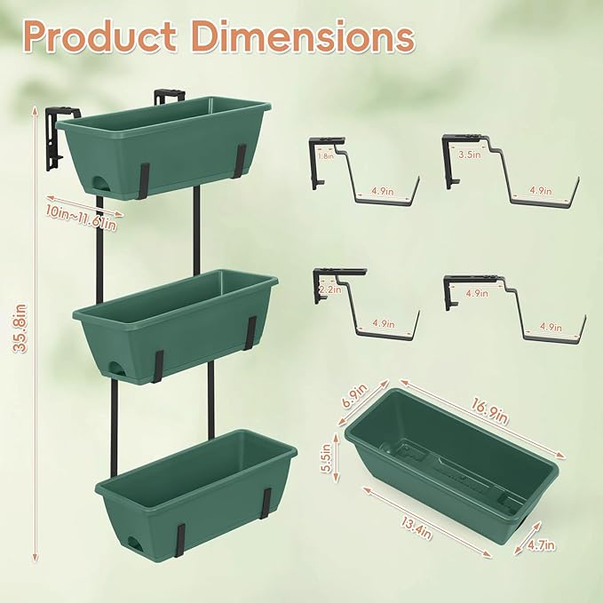 OYEAL Window Boxes Planters Deck Railing Planter Boxes - Image 2