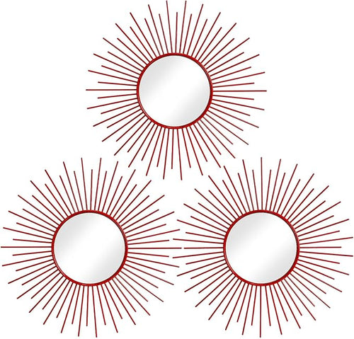 3 Pack Metal Mirrors for Wall Sunburst Wall Mirrors Home Décor Decorative by Uaussi
