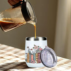 Wine Tumbler, 12 oz Coffee Mug Travel Insulated Cup Vacuum Wine Glass with Lid, Book Lovers Gifts Birthday Christmas Party Reading Book Accessories Bookish Librarian Gifts for Women Aunt Bestie