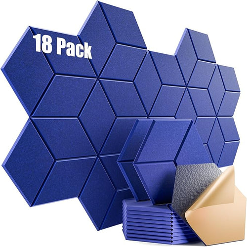 18 Pack Self-Adhesive Acoustic Panels 12" X 10" X 0.4" -Sound Proof Foam Panels by Dailycooper
