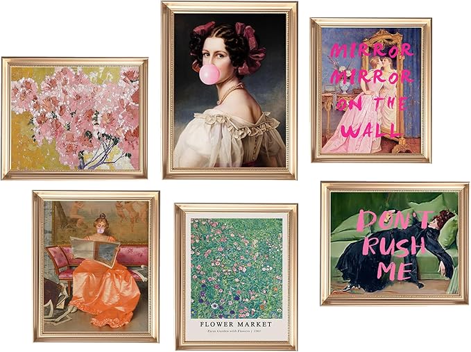 Eclectic Wall Decor Set Of 6, Vintage Eclectic Wall Art Prints, Trendy Colorful by SHEWANT+ART