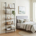 aboxoo Ladder Shelf 2PCS Open Bookshelf 5-Tier Wall-Mounted Wood Bookcase Rack - Image 9