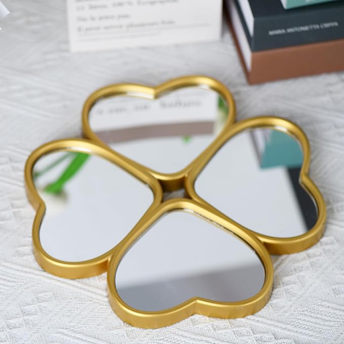 Small Decoritive Heart Wall Mirrors Set of 3, Decorative Four-Leaf Clover Mirror - Image 4