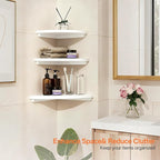 Gieanoo White Corner Wall Shelf 10inch Solid Oak Wood Floating Corner Shelf - Image 4