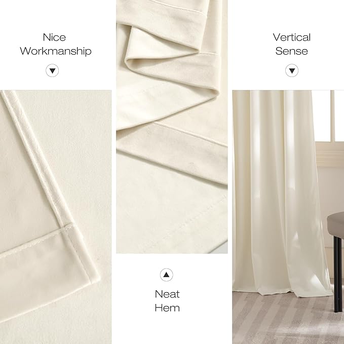 NICETOWN Ivory White Winter Velvet Curtains - Image 7