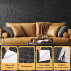 Arthome 17"×240" Black Crocodile Peel and Stick Wallpaper, Charcoal Black - Image 2