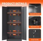 Metal Storage Cabinet with Adjustable Shelves, Garage Tool Cabinet with 2 - Image 6