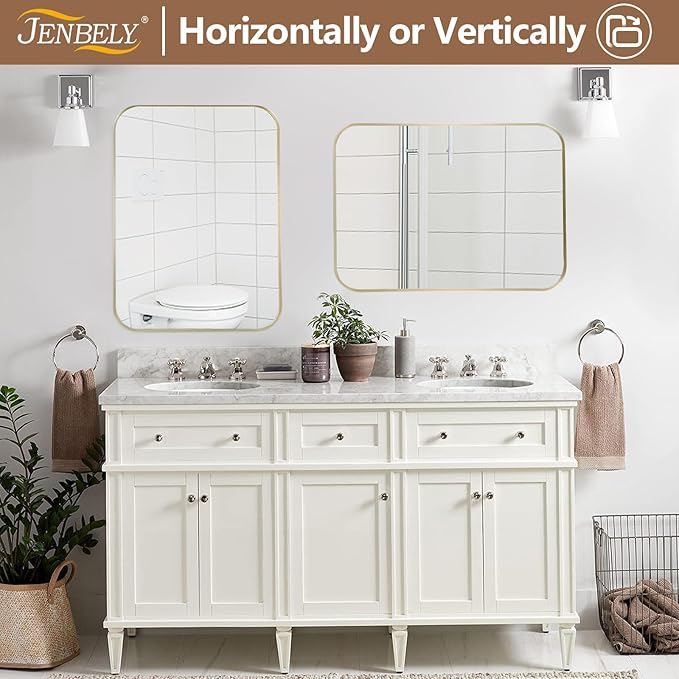 24x36 Inch Brushed Nickel Bathroom Mirror, Framed Rectangle Mirror - Image 7