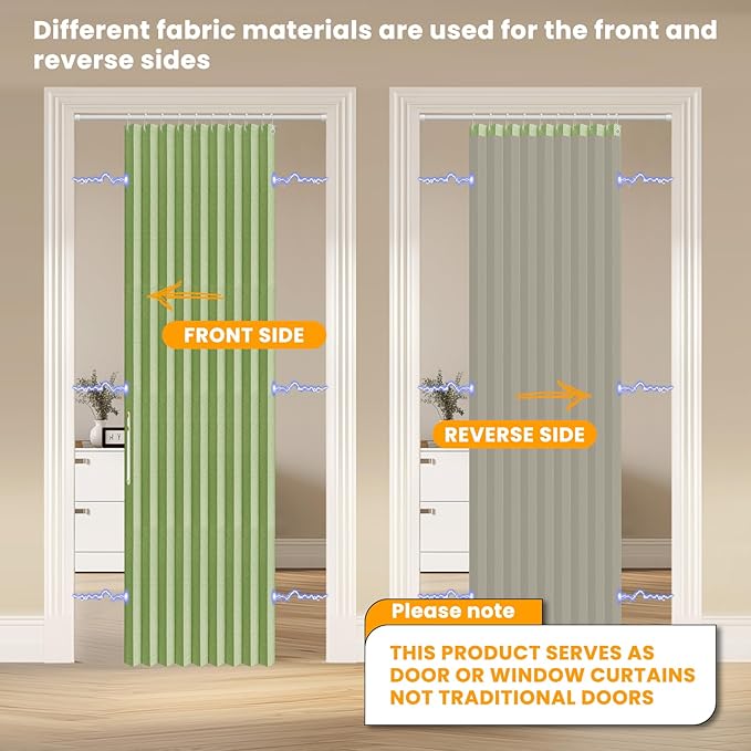AJAZZ 100% Blackout Accordion Doors Interior Magnetic Door Curtain Accordion - Image 2