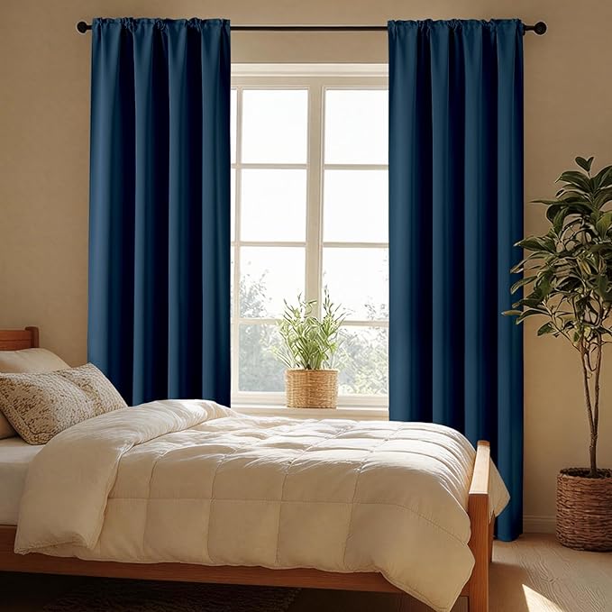 CUCRAF Navy Blue Blackout Curtains 84 inch Length 2 Panels Set, Rod Pocket Room - Image 6