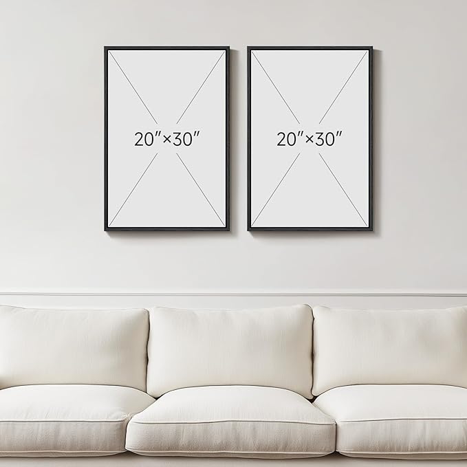 Framed Neutral Abstract Wall Art, 2 Piece Large Modern Black Beige Brown Canvas - Image 3