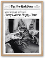 iHery Every Hour is Happy Hour Small Framed Trendy NewsPaper Wall Art, Natural by iHery