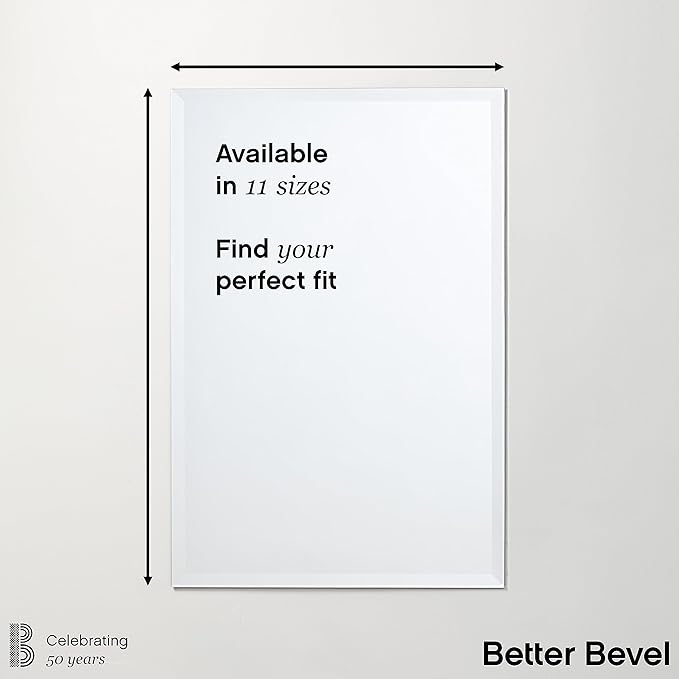 Better Bevel Frameless Rectangle Mirror, 16-in x 24-in Bathroom Wall Mirror - Image 5