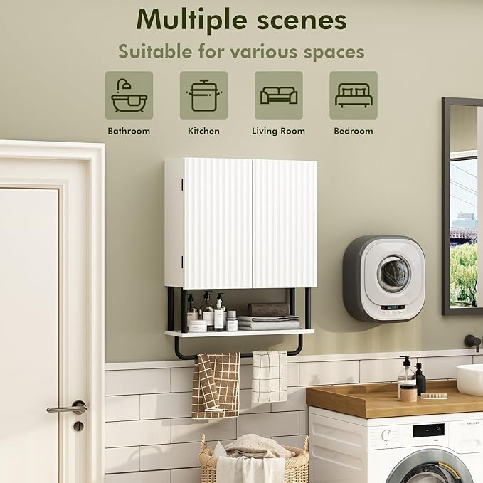 RUSTOWN Fluted Bathroom Wall Cabinet - Image 6
