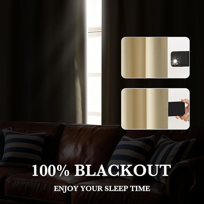 RYB HOME 100% Blackout Basement Curtains 30 inches Long, Heat & UV Blocking - Image 5