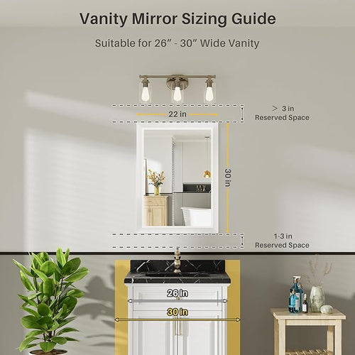 22x30 Inch White Bathroom Mirror - Image 2