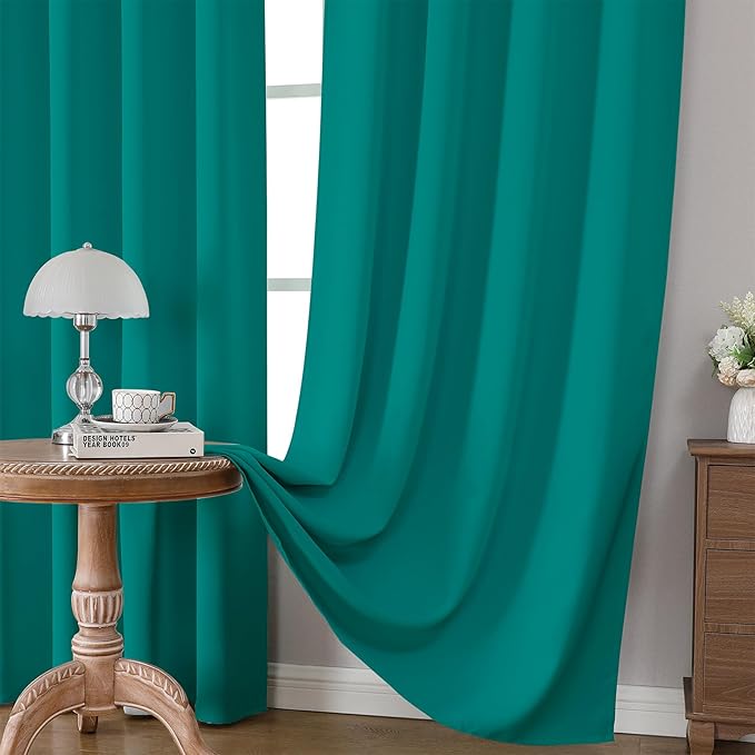 CUCRAF Turquoise Blackout Curtains Customize, Rod Pocket Room Darkening Curtain - Image 5