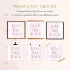 LARTSFRO Coquette Pink Bow Jesus Wall Art Decor Posters, Light Pink Bow - Image 4