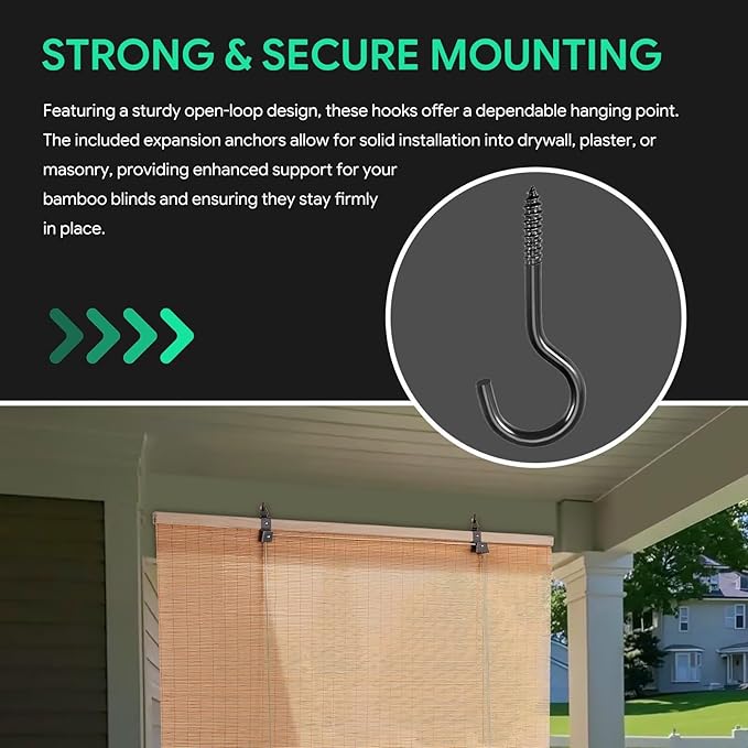 Bamboo Blind Screw Hooks Accessory Set, Window Decor Installation Kit - Image 3