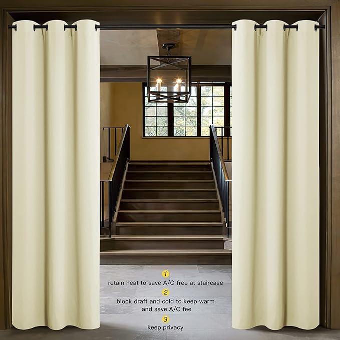 NICETOWN Beige Door Curtain for Doorway Privacy, Curtains 120 Inch Length - Image 2