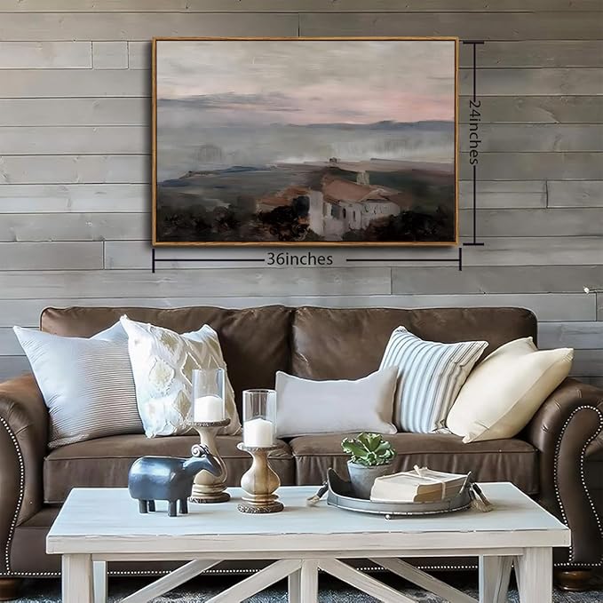 OIQArtOIQ Vintage Landscape Canvas Wall Art Framed Natural Scenery Painting - Image 6