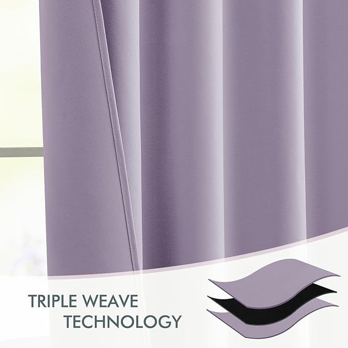 MIULEE Lilac Back Tab Blackout Curtains 63 Inch Length 2 Panels Set - Image 7