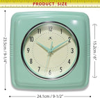 Infinity Instruments Square Retro Wall Clock, Pastel Green - Image 7