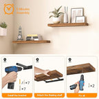 HOOBRO Floating Shelves for Wall, Wall Mounted Shelf Set of 2, 39.4" Hanging - Image 7