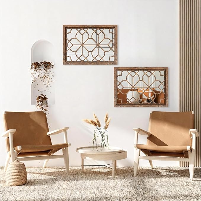 Set of 2 19x26 Inch Large Redbrown Shatterproof Rectangular Wall Mirrors - Image 7