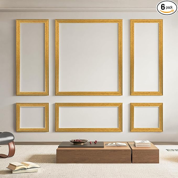 Art3d Pre-Cut Wall Molding Set of 6 pcs, Ready-to-Assemble Wainscoting Panels by Art3d