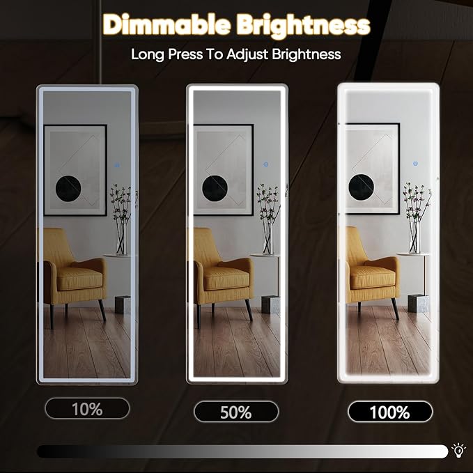 DUMOS LED Full Length Floor Mirror, 3 Color Lighting, Hanging or Leaning - Image 4