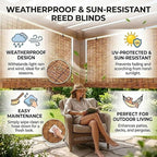 Bamboo Blinds for Patio, Outdoor Bamboo Roll up Shades, Waterproof Cordless - Image 2