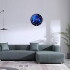 Blue Wall Clock Battery Operated 14 Inch Modern Wall Clock Non Ticking Glass - Image 4