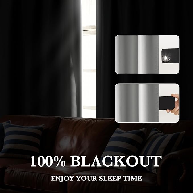RYB HOME 100% Blackout Basement Curtains 30 inches Long, Heat & UV Blocking - Image 5