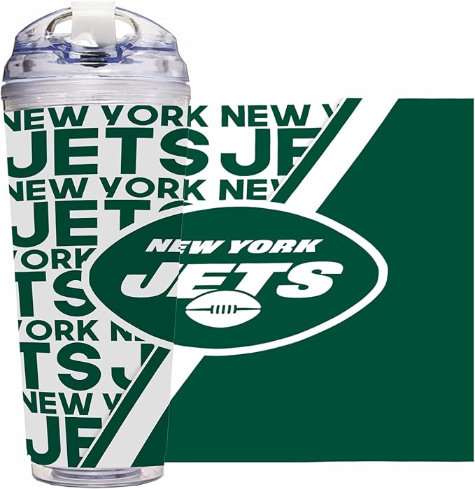 NFL Football 24oz Acrylic Tumbler with Hinged Lid, Officially Licensed Double Wall Tumbler for NFL Fans