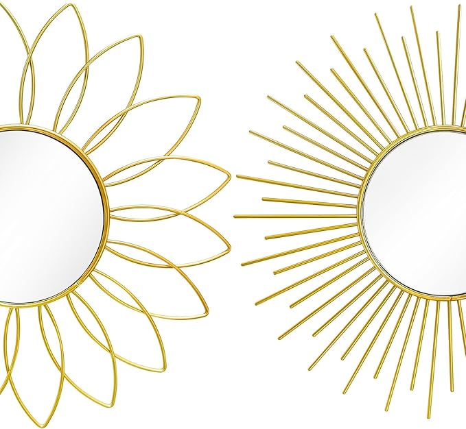 3 Pack Metal Mirrors for Wall Sunburst Wall Mirrors Home Décor Decorative - Image 2