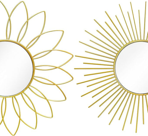 3 Pack Metal Mirrors for Wall Sunburst Wall Mirrors Home Décor Decorative - Image 2