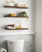 BAYKA Floating Shelves for Wall, 22.5 Inch Rustic Wood Wall Mounted Shelving - Image 4