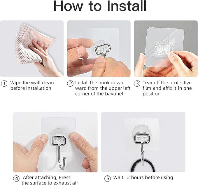 Large Hooks for Hanging Heavy-Duty 44Ib 10 Packs, Wall Hangers without Nails - Image 8