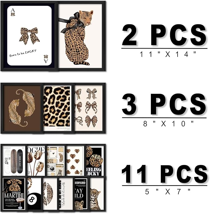ANERZA 16 PCS Framed Leopard Wall Art Decor, Cheetah Wall Prints - Image 2