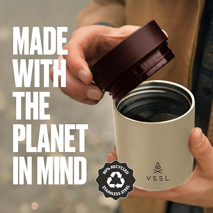 VSSL Nest 10 oz Mug, Stainless Steel, Double Walled, Vacuum Sealed & Integrates Nest Products, Cream