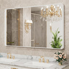 LOAAO 55x36 Inch White Metal Framed Bathroom Mirror - Image 4