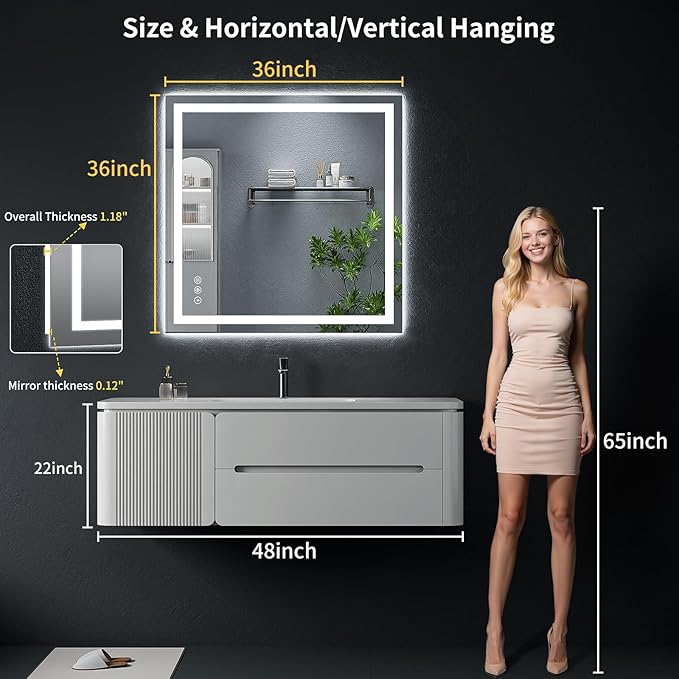 36"x36" LED Bathroom Mirror - Image 8