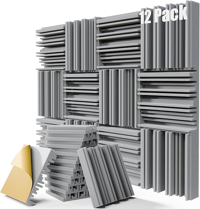 Upgrade 12 pack Self-adhesive Sound Proof Foam Panels, Decorative Soundproof by ZELMINE