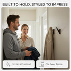 Homeforia Walnut Wood Coat Hooks, High End Walnut Wood & Black Metal Wall - Image 2